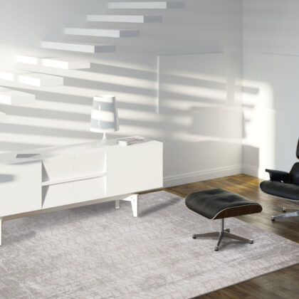 6' X 8' Gray and White Chevron Non Skid Area Rug