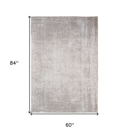 6' X 8' Gray and White Chevron Non Skid Area Rug