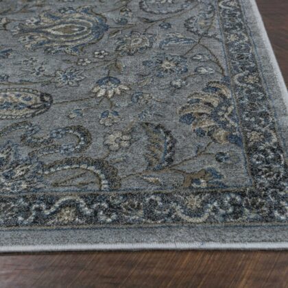 8'X11' Silver Blue Machine Woven Traditional Floral Indoor Area Rug