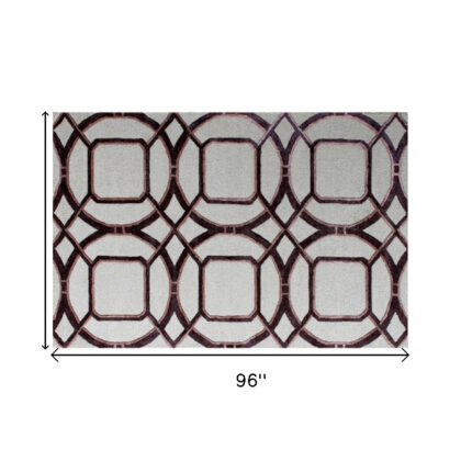 5' x 8' Silver Abstract Geometric Hand Tufted Non Skid Area Rug