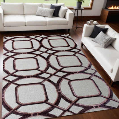 5' x 8' Silver Abstract Geometric Hand Tufted Non Skid Area Rug