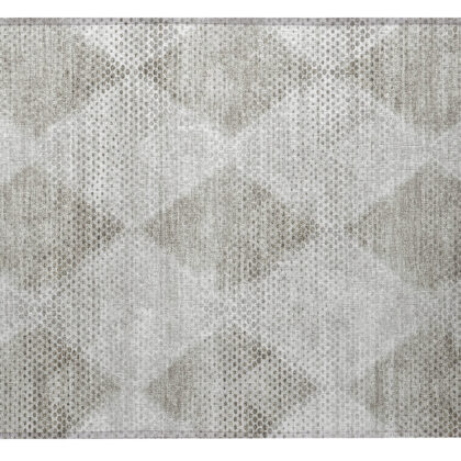 2' X 3' Gray Geometric Washable Non Skid Indoor Outdoor Area Rug
