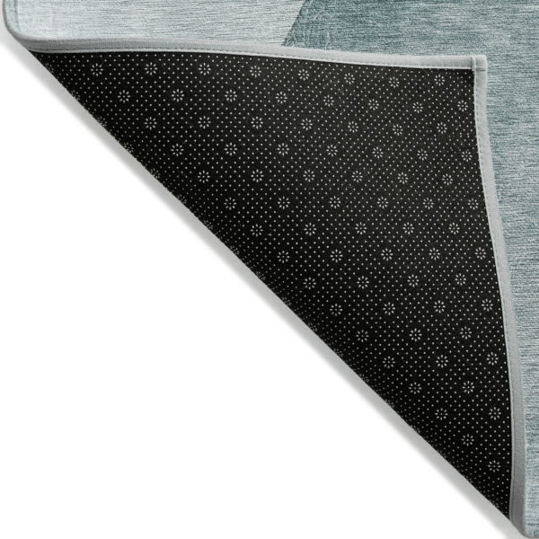 9' X 12' Ivory Teal and Gray Abstract Washable Non Skid Indoor Outdoor Area Rug