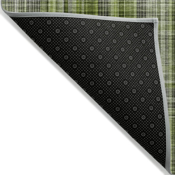 10' X 14' Green Plaid Washable Non Skid Indoor Outdoor Area Rug