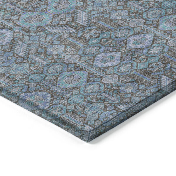 8' X 8' Teal Round Tribal Washable Indoor Outdoor Area Rug
