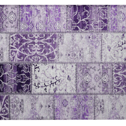 2' X 3' Purple Patchwork Washable Non Skid Indoor Outdoor Area Rug