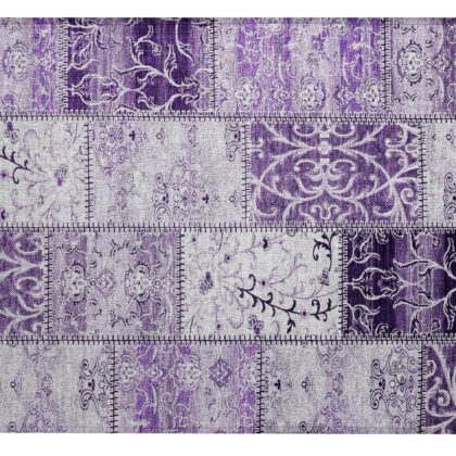 2' X 3' Purple Patchwork Washable Non Skid Indoor Outdoor Area Rug