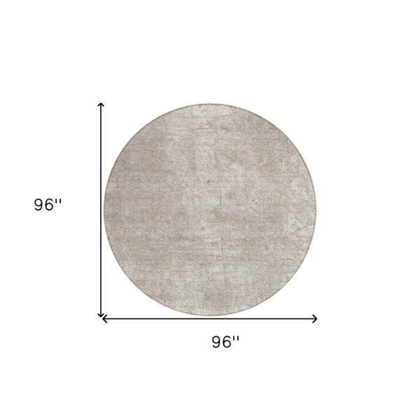 8' Round Ivory Round Abstract Washable Non Skid Indoor Outdoor Area Rug
