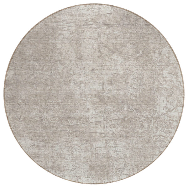 8' Round Ivory Round Abstract Washable Non Skid Indoor Outdoor Area Rug