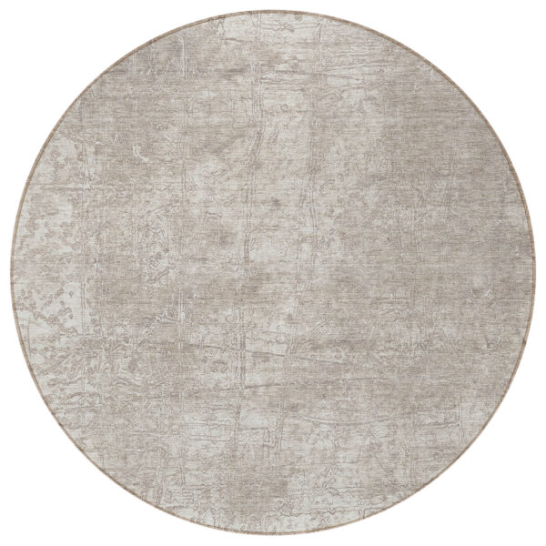 8' Round Ivory Round Abstract Washable Non Skid Indoor Outdoor Area Rug