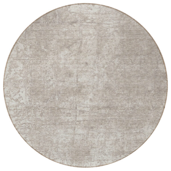 8' Round Ivory Round Abstract Washable Non Skid Indoor Outdoor Area Rug