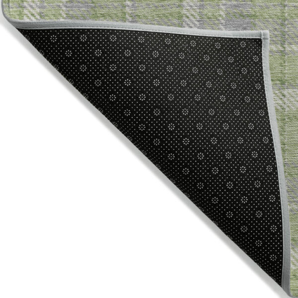 3' X 5' Green and Gray Plaid Washable Non Skid Indoor Outdoor Area Rug