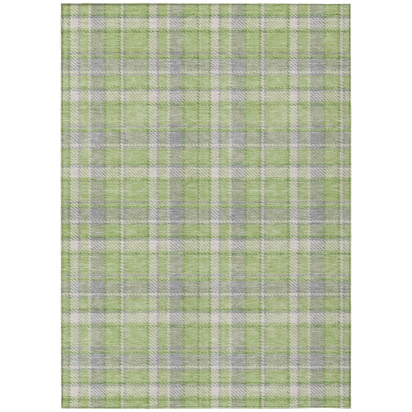 3' X 5' Green and Gray Plaid Washable Non Skid Indoor Outdoor Area Rug
