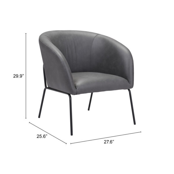 28" Gray And Black Faux Leather And Upholstered Club Chair