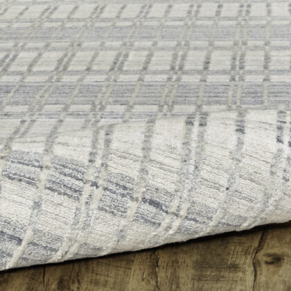 2' X 3' Ivory And Blue Striped Hand Woven Area Rug