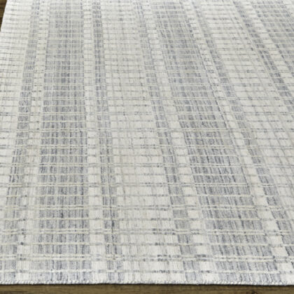 2' X 3' Ivory And Blue Striped Hand Woven Area Rug