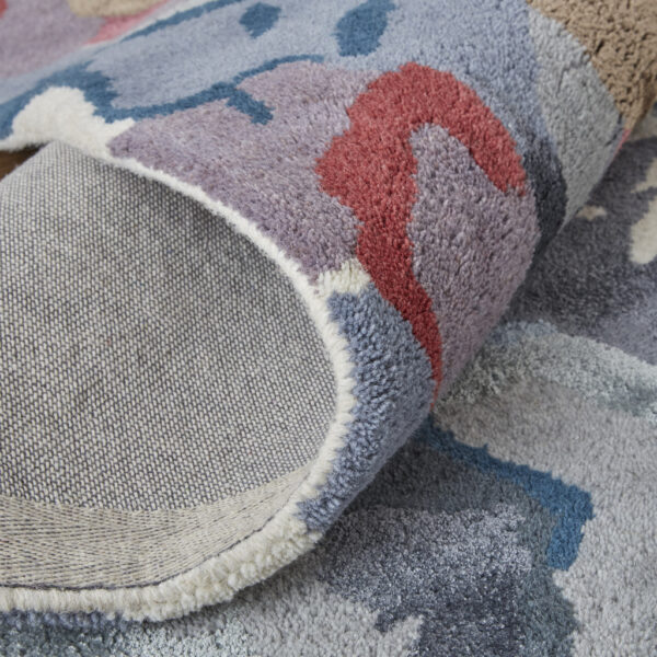 10' X 14' Blue Gray And Pink Wool Floral Tufted Handmade Area Rug
