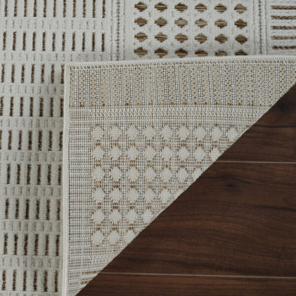 5' X 7' Beige and Brown Geometric Distressed Indoor Outdoor Area Rug