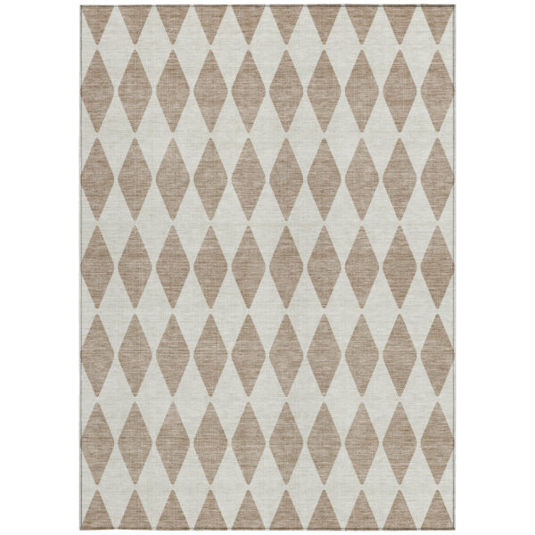 8' X 10' Taupe And Ivory Geometric Washable Indoor Outdoor Area Rug
