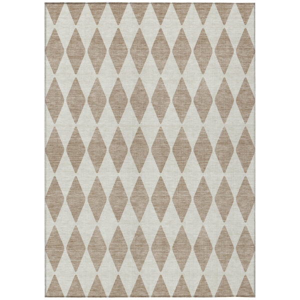8' X 10' Taupe And Ivory Geometric Washable Indoor Outdoor Area Rug