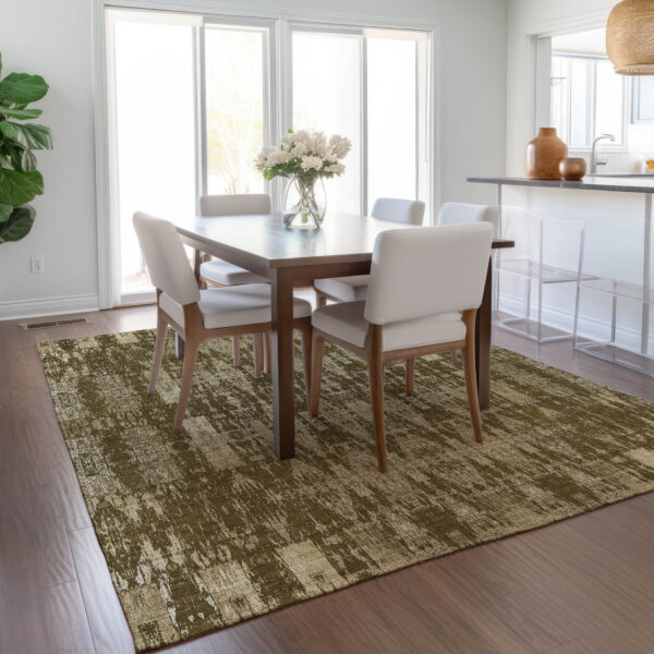 10' X 14' Chocolate Taupe And Beige Moroccan Washable Indoor Outdoor Area Rug