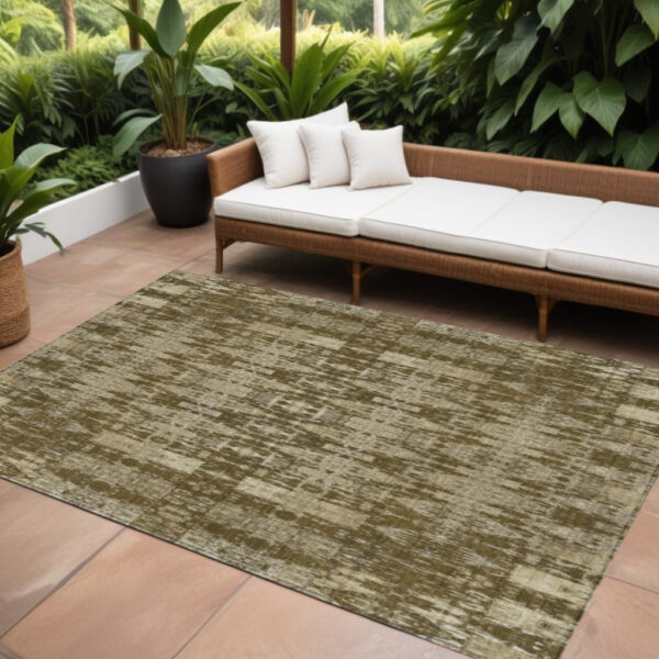10' X 14' Chocolate Taupe And Beige Moroccan Washable Indoor Outdoor Area Rug