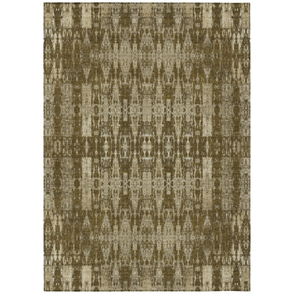 10' X 14' Chocolate Taupe And Beige Moroccan Washable Indoor Outdoor Area Rug