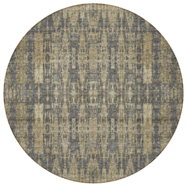 8' Gray Taupe And Beige Round Moroccan Washable Indoor Outdoor Area Rug