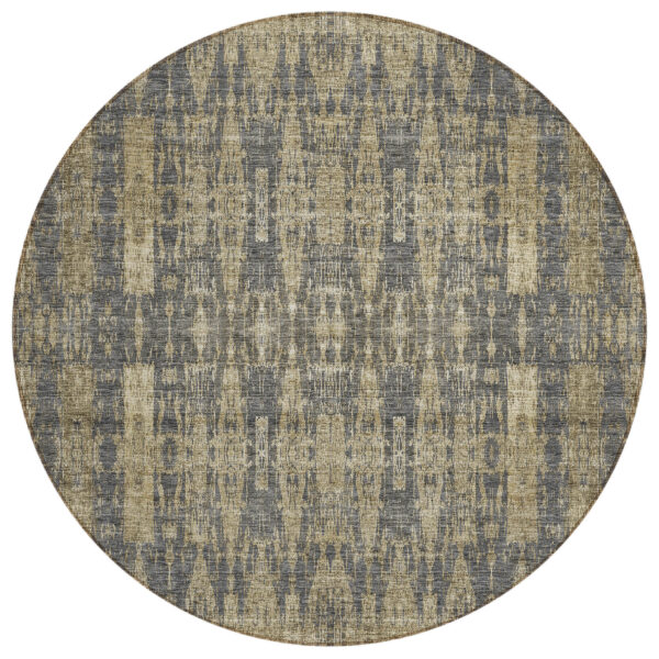 8' Gray Taupe And Beige Round Moroccan Washable Indoor Outdoor Area Rug