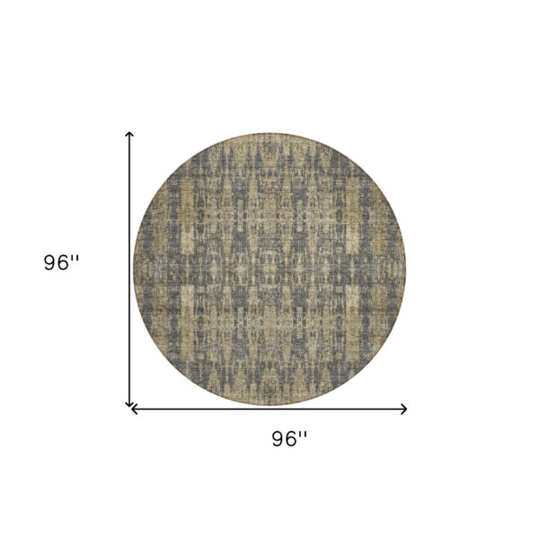 8' Gray Taupe And Beige Round Moroccan Washable Indoor Outdoor Area Rug