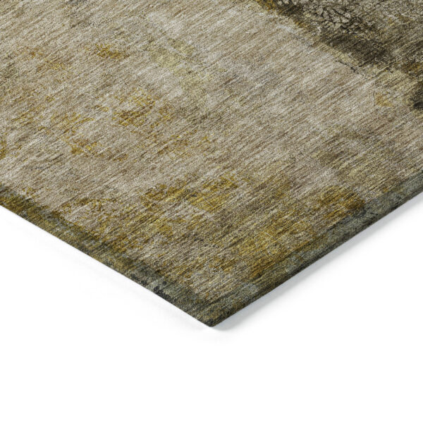 8' X 10' Brown Taupe And Gold Abstract Washable Indoor Outdoor Area Rug
