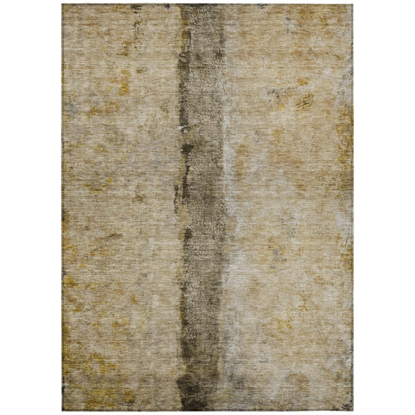 8' X 10' Brown Taupe And Gold Abstract Washable Indoor Outdoor Area Rug