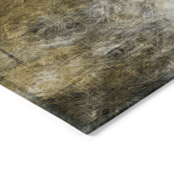 10' X 14' Brown Beige And Gold Abstract Washable Indoor Outdoor Area Rug