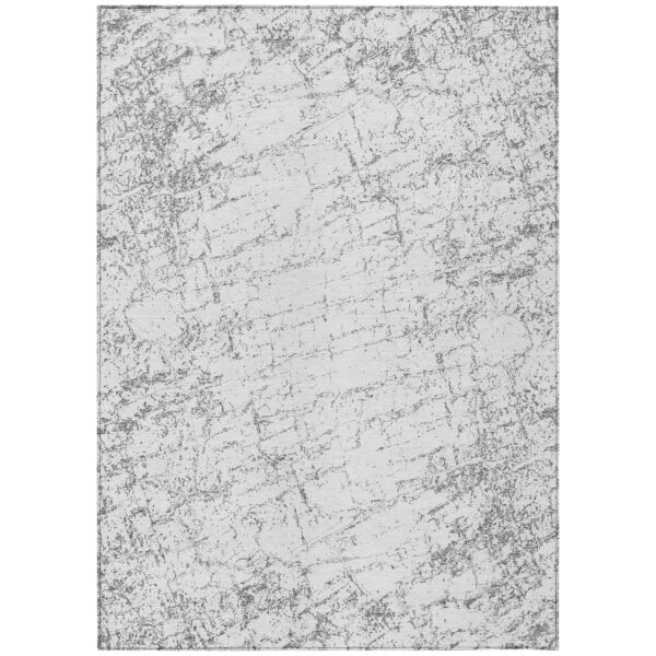8' X 10' Gray And Ivory Abstract Washable Indoor Outdoor Area Rug