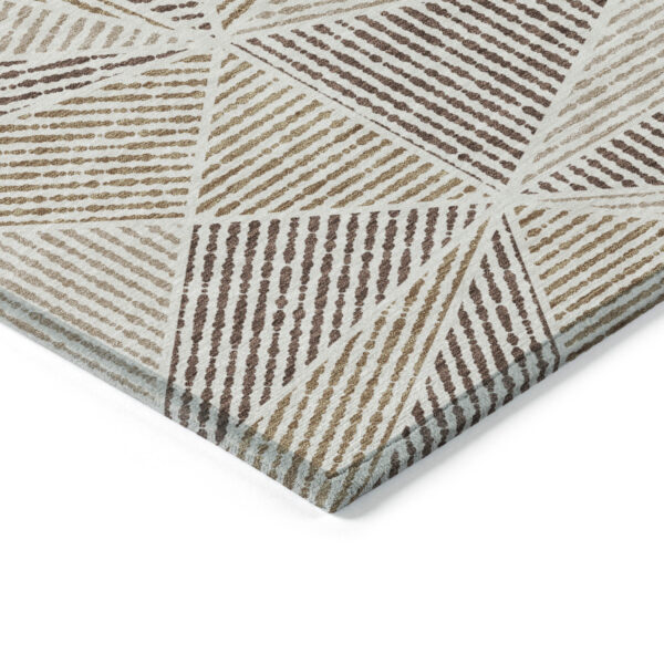 5' X 8' Brown Taupe And Beige Geometric Washable Indoor Outdoor Area Rug
