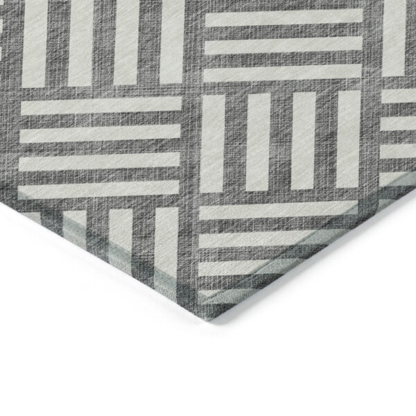 8' X 10' Charcoal And Ivory Geometric Washable Indoor Outdoor Area Rug