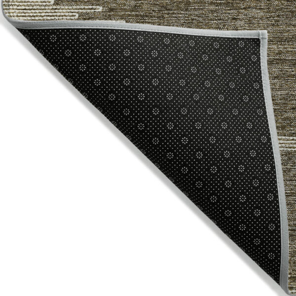 3' X 5' Coffee And Ivory Abstract Washable Indoor Outdoor Area Rug