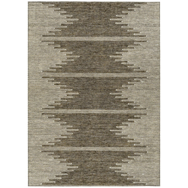 3' X 5' Coffee And Ivory Abstract Washable Indoor Outdoor Area Rug