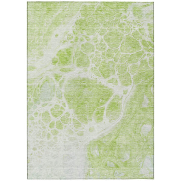 10' X 14' Artichoke Green And Ivory Nautical Washable Indoor Outdoor Area Rug