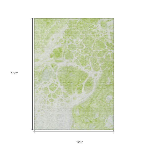 10' X 14' Artichoke Green And Ivory Nautical Washable Indoor Outdoor Area Rug