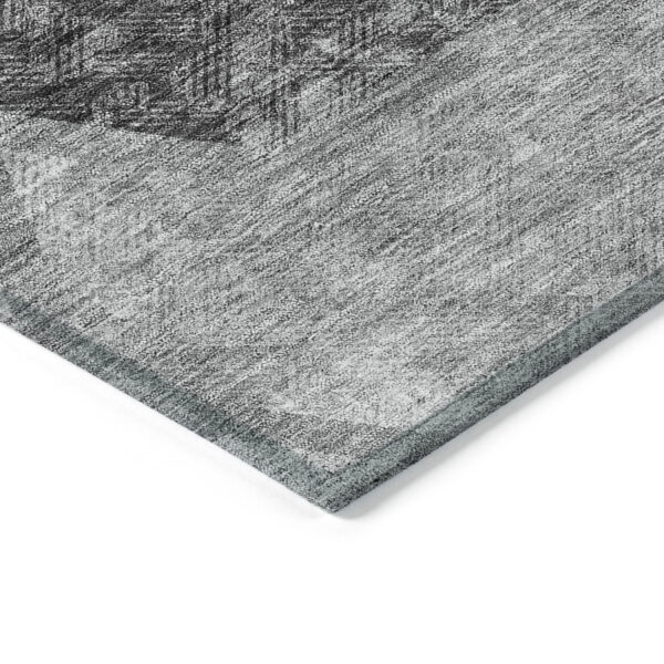 10' X 14' Gray Charcoal And Silver Geometric Washable Indoor Outdoor Area Rug