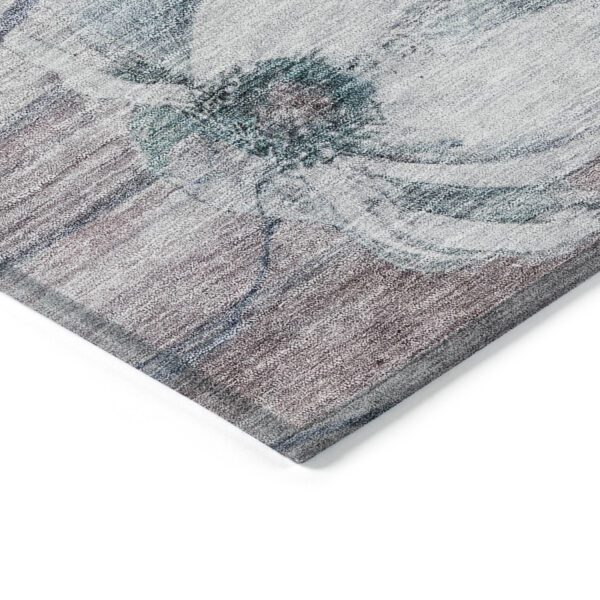 8' X 10' Teal Blue Aqua And Ivory Floral Washable Indoor Outdoor Area Rug