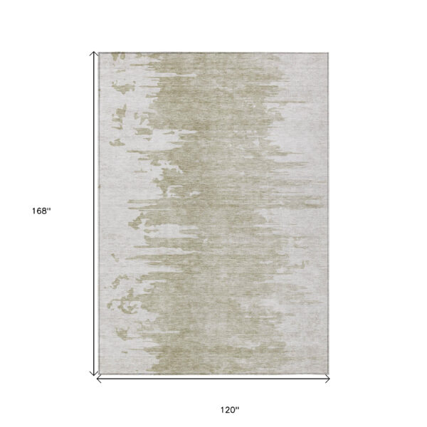 10' X 14' Taupe Beige And Tan Abstract Washable Indoor Outdoor Area Rug