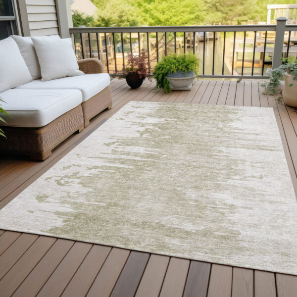 10' X 14' Taupe Beige And Tan Abstract Washable Indoor Outdoor Area Rug