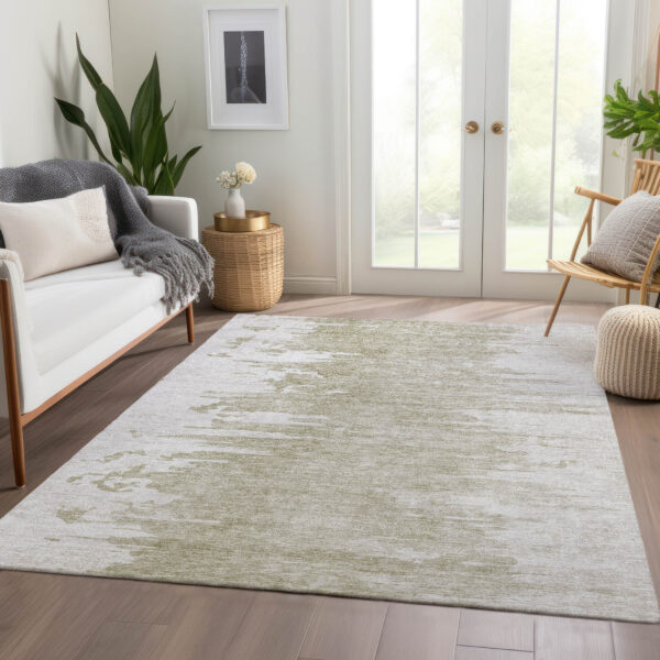 10' X 14' Taupe Beige And Tan Abstract Washable Indoor Outdoor Area Rug
