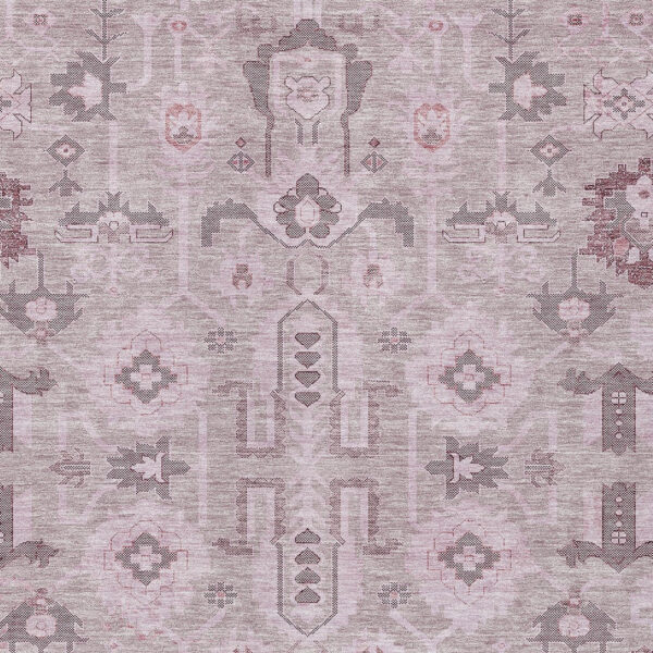 3' X 5' Pink Mauve And Blush Oriental Washable Indoor Outdoor Area Rug