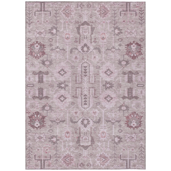 3' X 5' Pink Mauve And Blush Oriental Washable Indoor Outdoor Area Rug