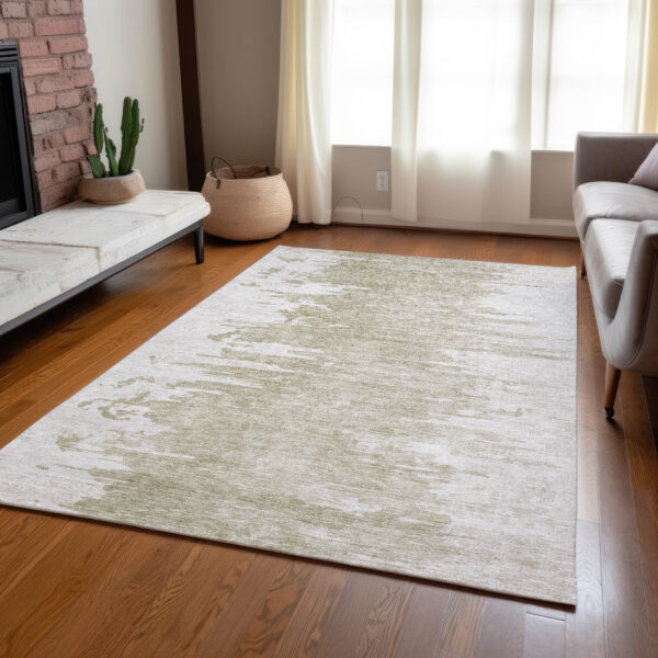 10' X 14' Taupe Beige And Tan Abstract Washable Indoor Outdoor Area Rug