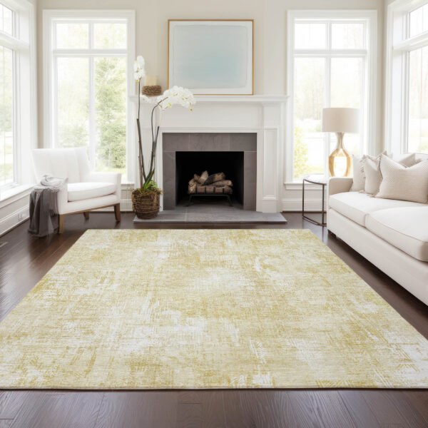 10' X 14' Beige Tan And Ivory Abstract Washable Indoor Outdoor Area Rug