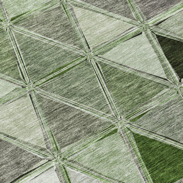 8' Green And Fern Green Round Geometric Washable Indoor Outdoor Area Rug
